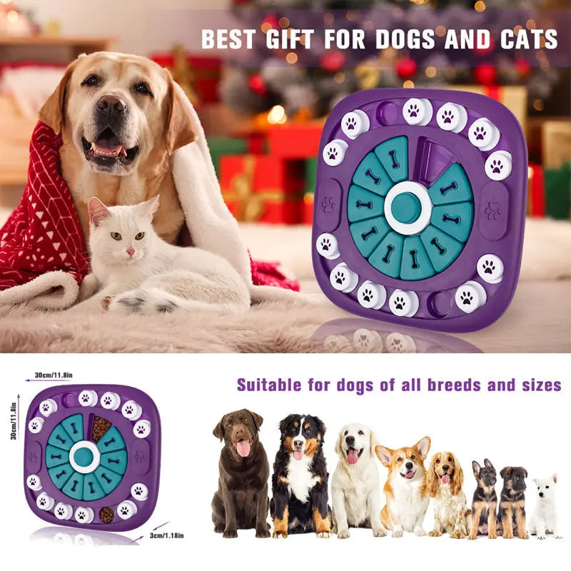 SniffIQ Snuffle Mat for Dogs & Cats – Mental Enrichment & Slow Feeding Puzzle Toy Pear Daisy